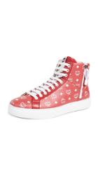 Mcm White Logo Visetos High Top Sneakers