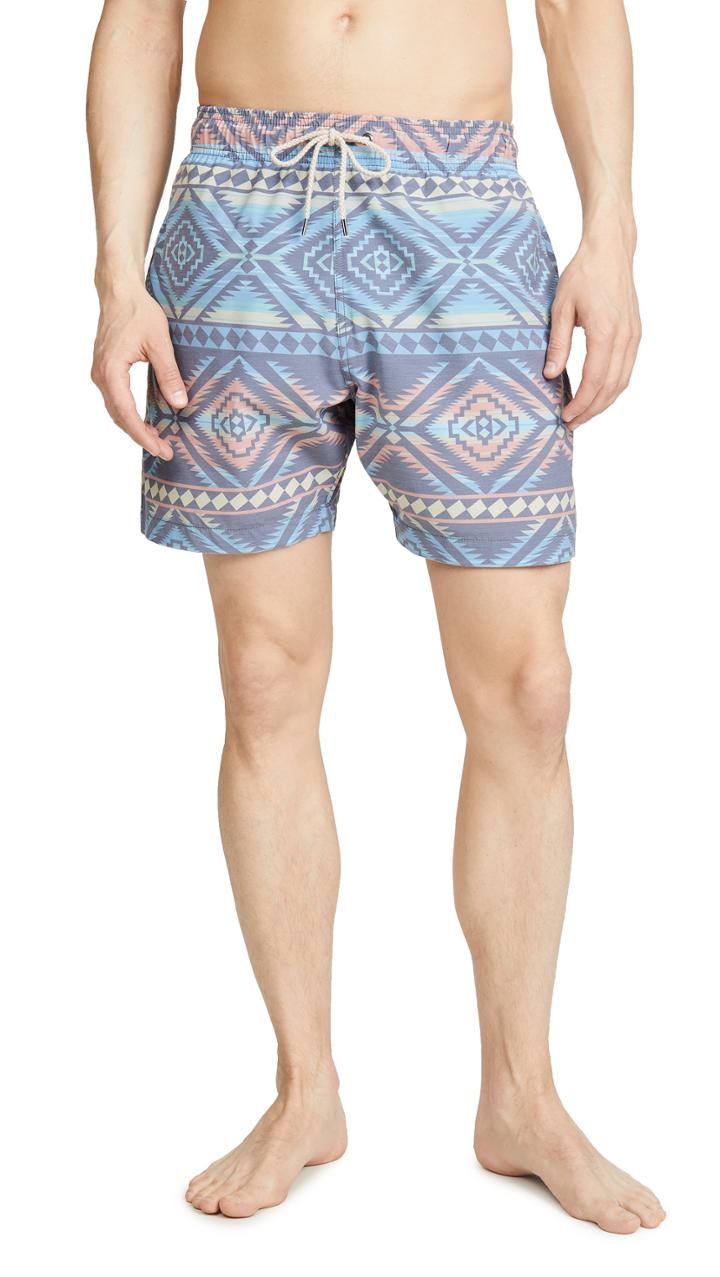 Faherty Beacon Print Swim Trunks