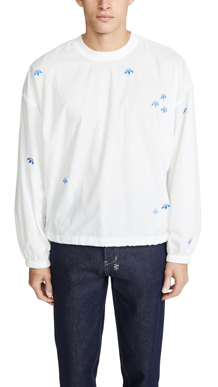 Adidas Originals By Alexander Wang Allover Logo Nylon Crew Neck Pullover