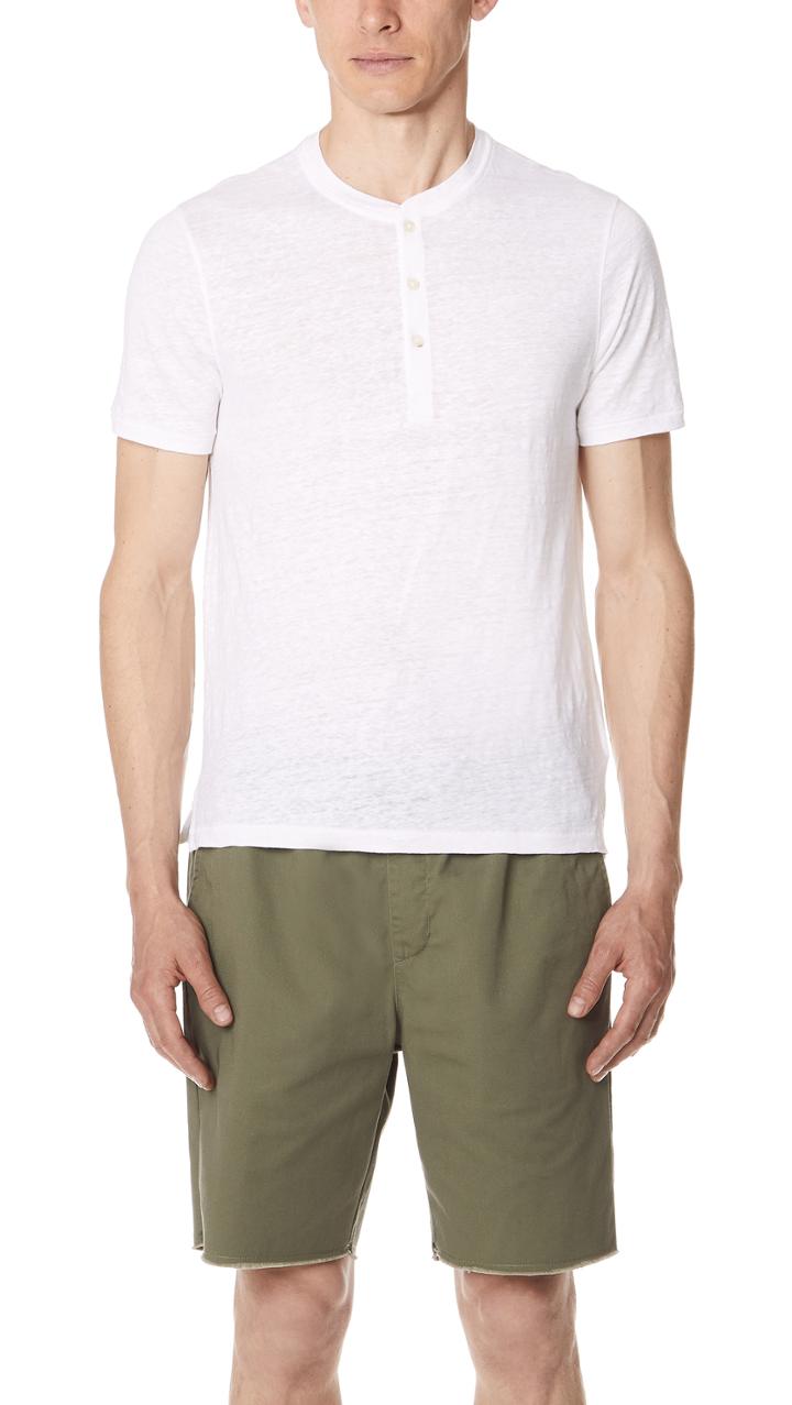 Club Monaco Short Sleeve Linen Henley