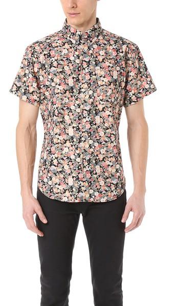 Naked Famous Flower Print Short Sleeve Shirt