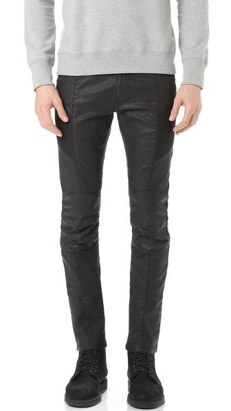 Pierre Balmain Coated Moto Jeans