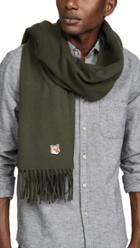 Maison Kitsune Small Fox Head Wool Scarf