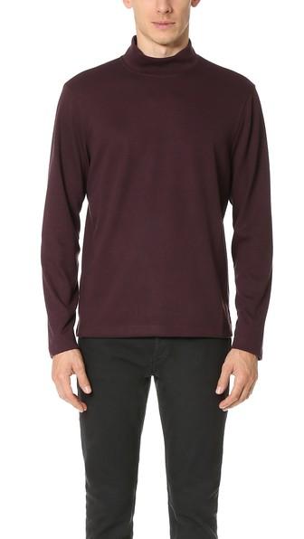 Club Monaco Ponte Mock Neck Long Sleeve Tee
