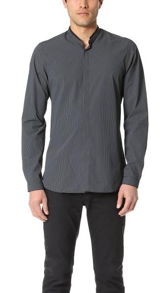 The Kooples Band Collar Shirt With Dot Print