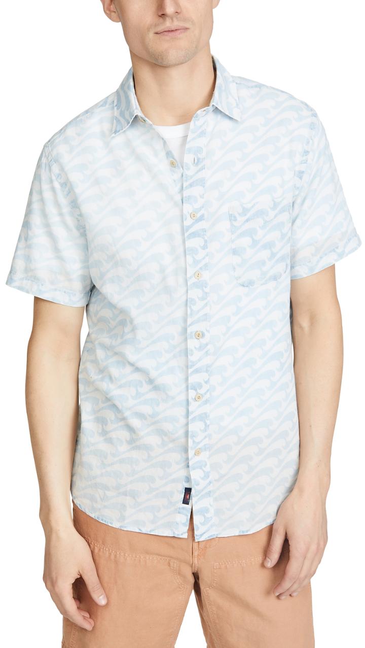 Faherty Short Sleeve Coast Shirt In Epic Peaks Print