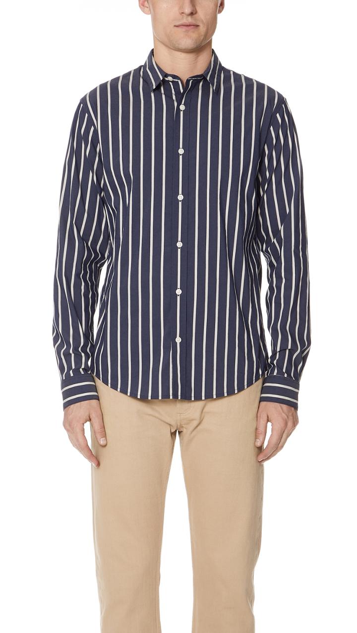 Vince Column Stripe Long Sleeve Shirt