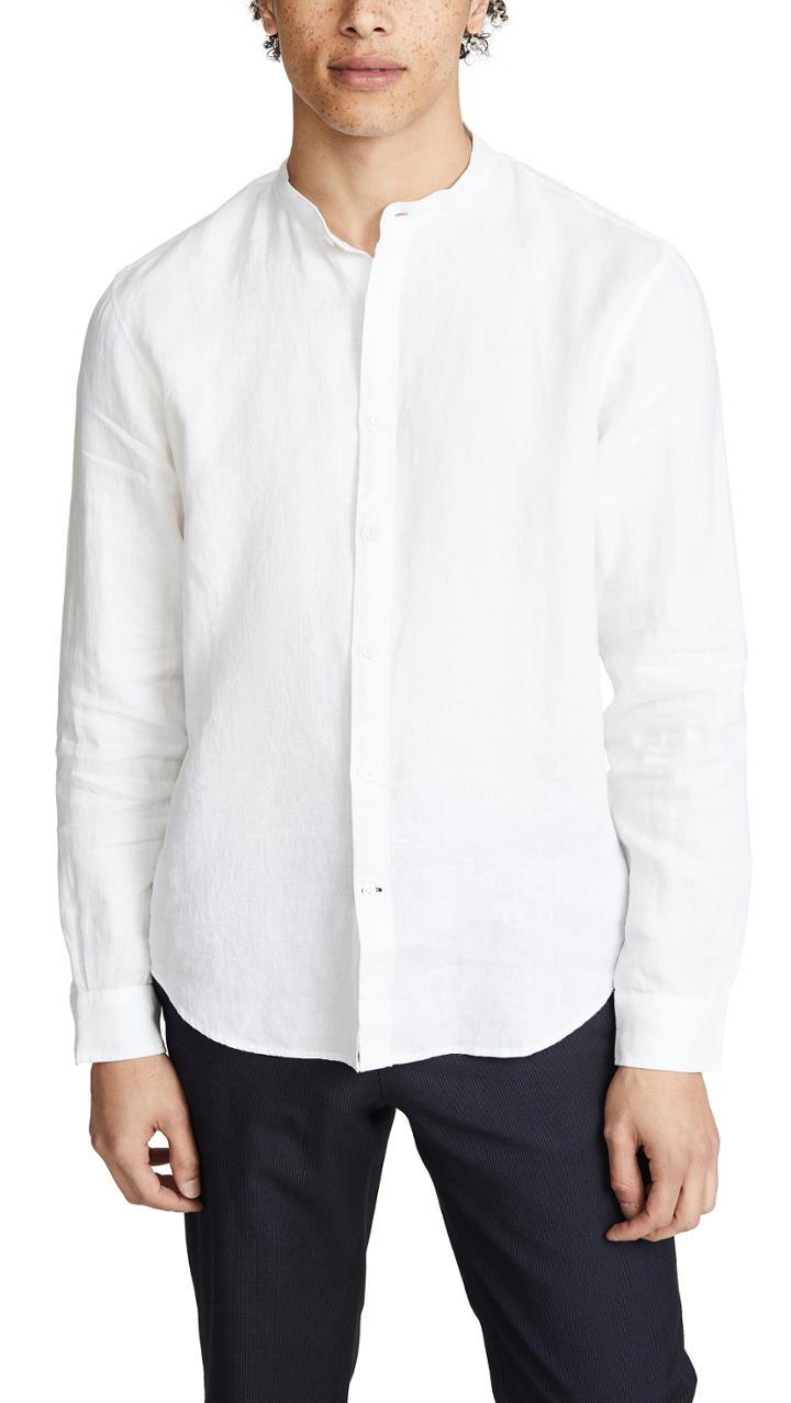 Club Monaco Band Collar Linen Shirt