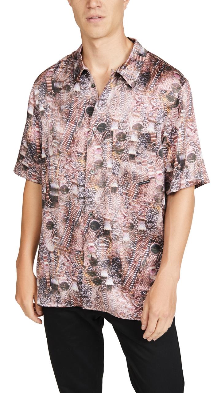 Alexander Wang Printed Silk Short Sleeve Shirt