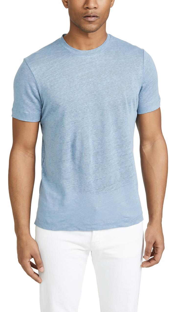 Club Monaco Short Sleeve Linen Crew Neck Tee