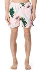 Bather Abstract Palms Swim Trunks