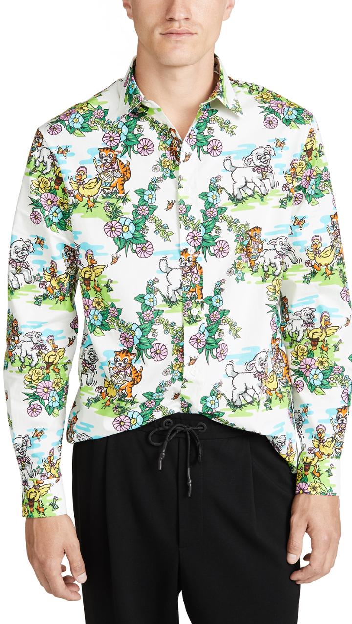 Mcq Alexander Mcqueen Long Sleeve Rollins Holy Sheep Print Shirt