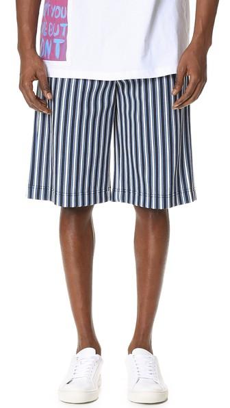 Msgm Striped Elastic Waist Shorts