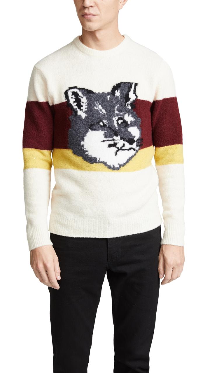 Maison Kitsune Colorblock Fox Head Pullover
