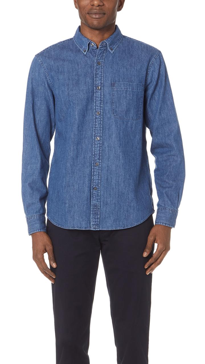 Club Monaco Slim Button Down Denim Shirt