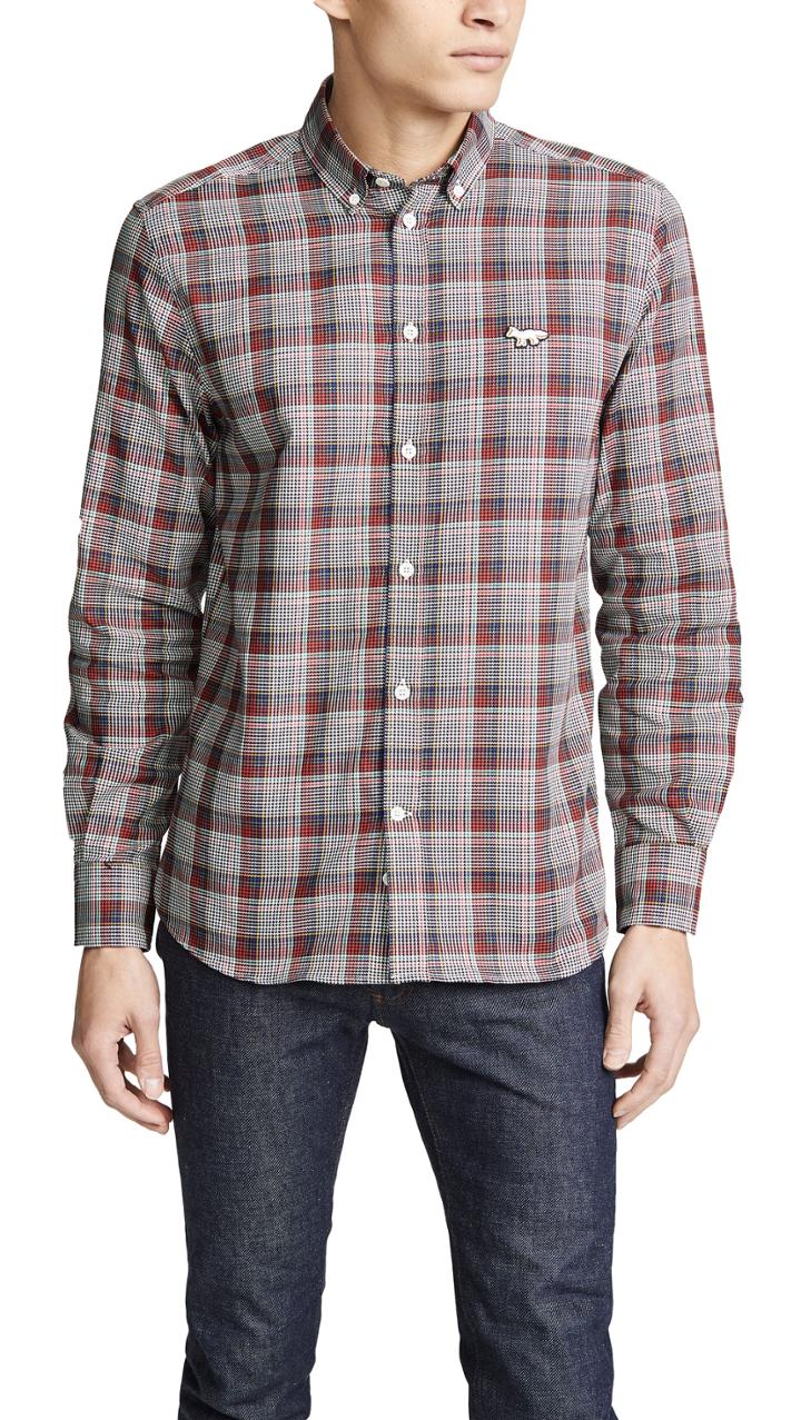 Maison Kitsune Prince Of Wales Button Down Shirt