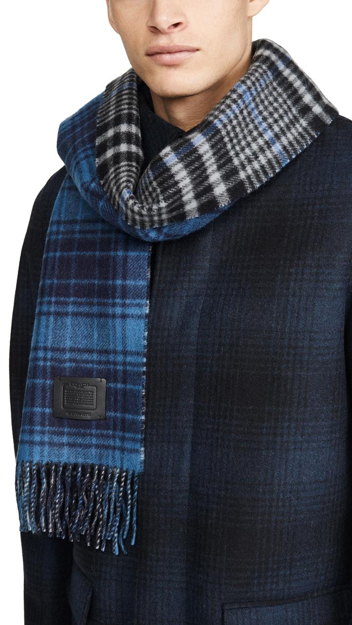 Coach New York Double Plaid Scarf