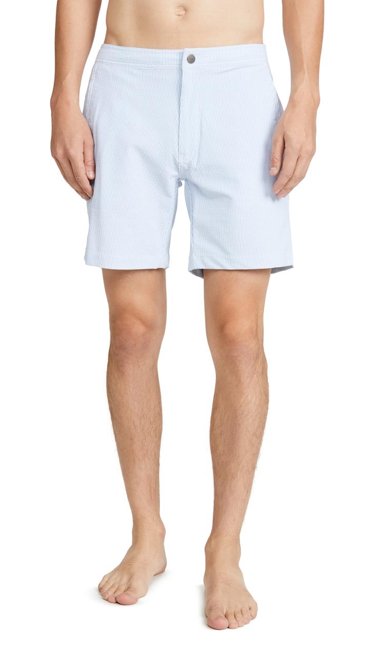 Onia Calder 7 5 Micro Stripe Swim Trunks