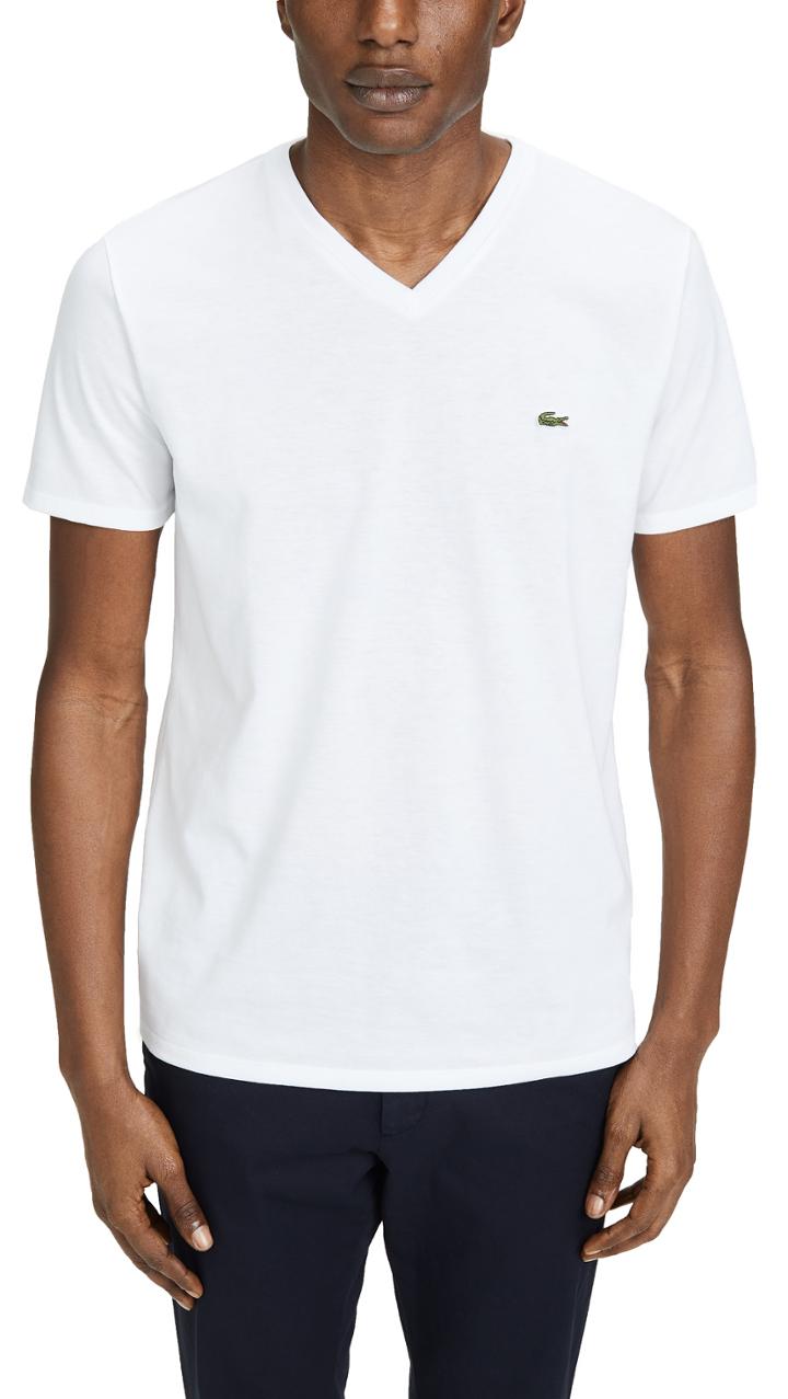 Lacoste Small Logo V Neck Tee
