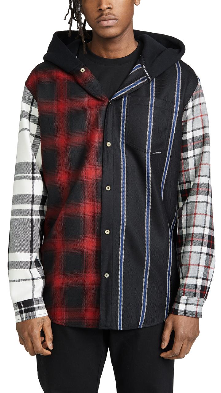Alexander Wang Wool Tartan Hooded Shirt