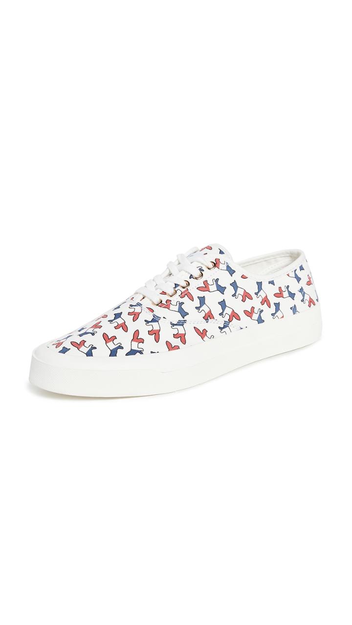 Maison Kitsune Allover Tricolor Fox Canvas Sneakers
