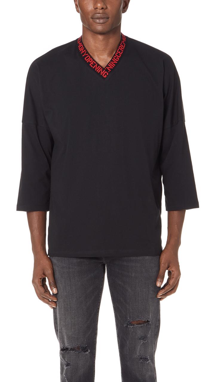 Opening Ceremony Oc Elastic Logo V Neck Tee