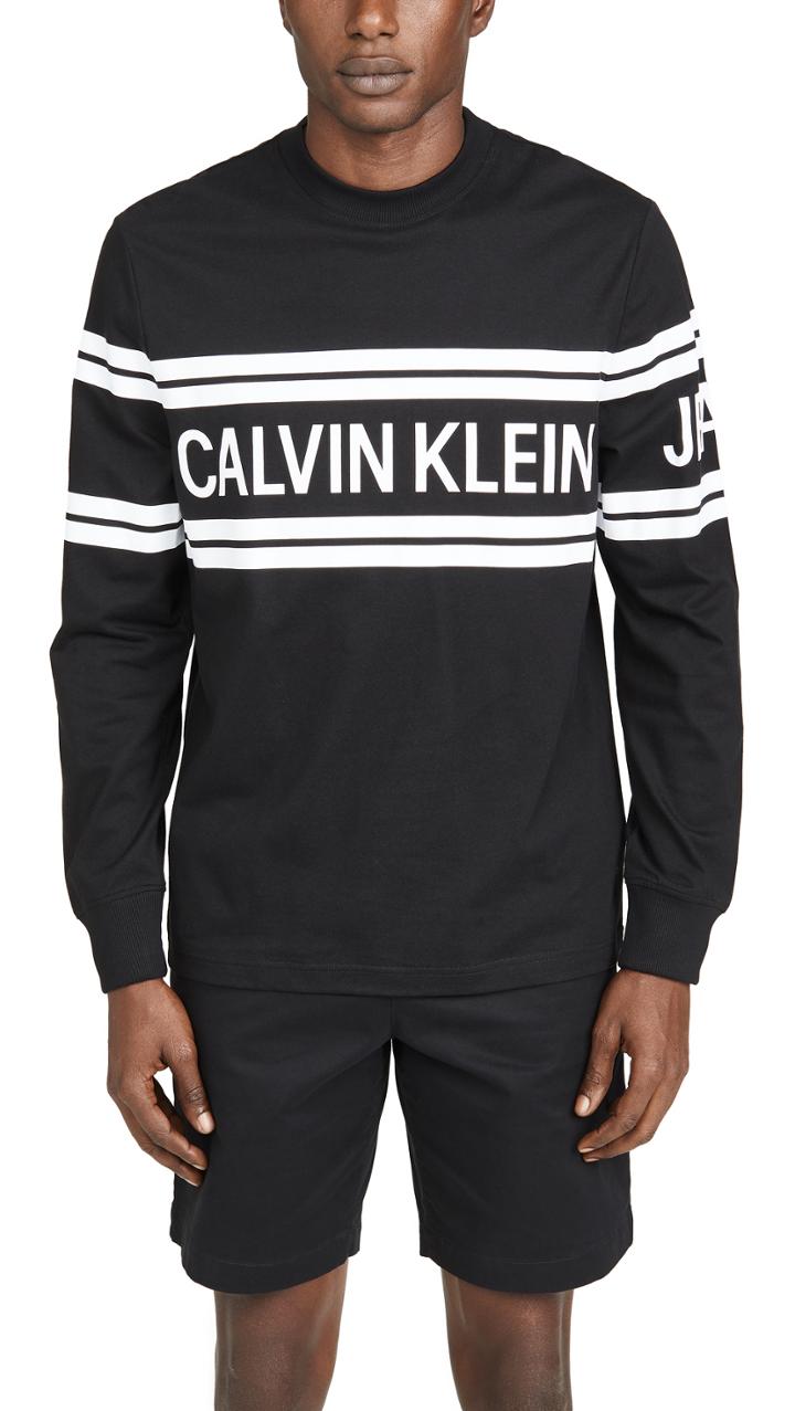 Calvin Klein Jeans Varsity Traveling Logo Long Sleeve Tee