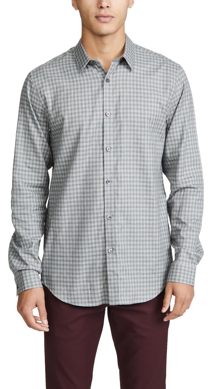 Theory Irving Visby Check Button Down Shirt