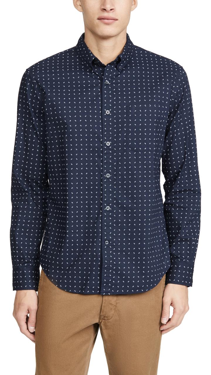 Club Monaco Slim Geo Ditsy Long Sleeve Shirt