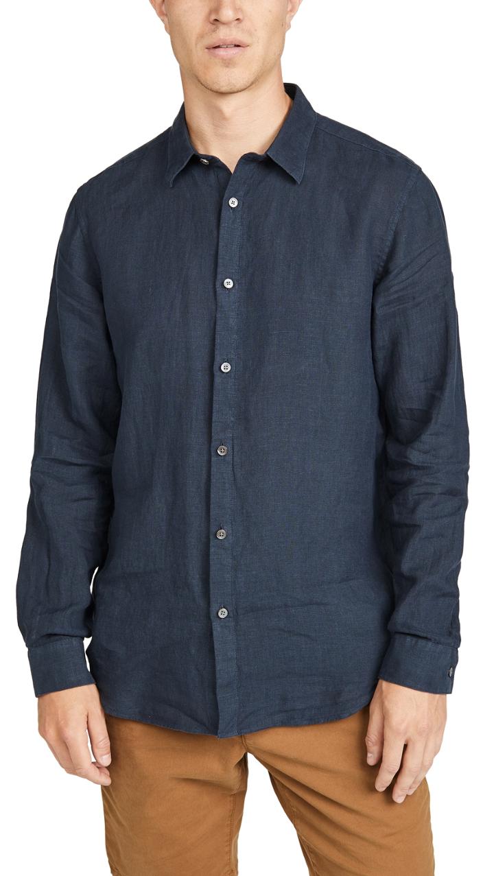 Theory Irving Long Sleeve Summer Linen Shirt