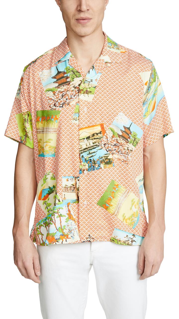 Gitman Vintage Bd Mountain Print Shirt Camp Collar