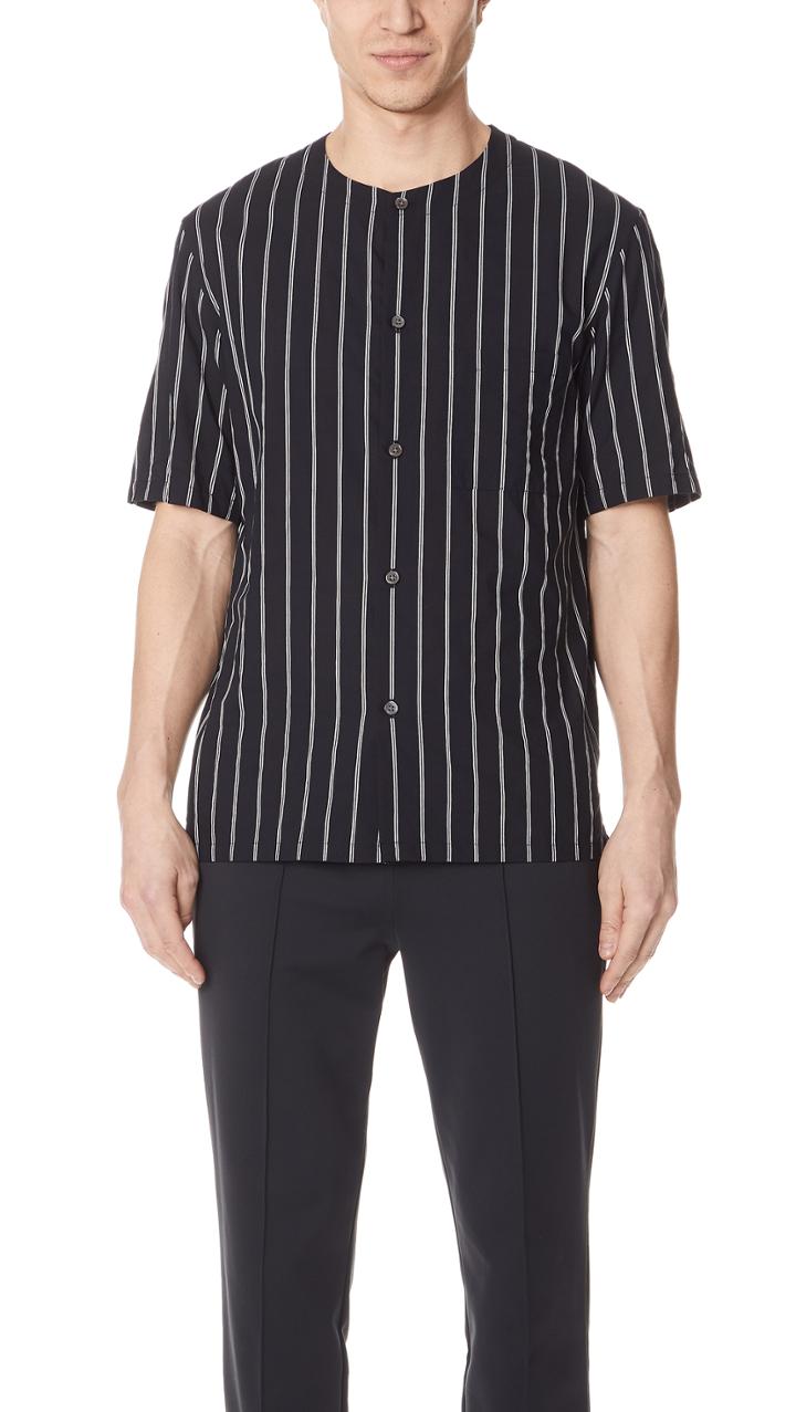 Theory Carmin Rope Stripe Short Sleeve Shirt