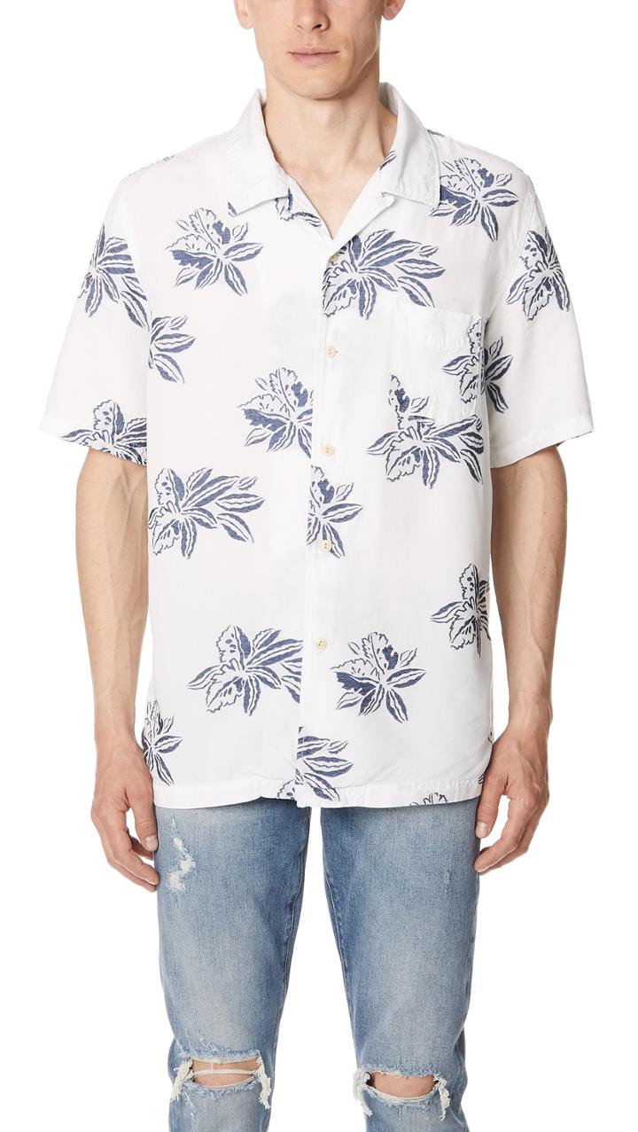 Remi Relief Leaf Design Aloha Open Short Sleeve Shirt
