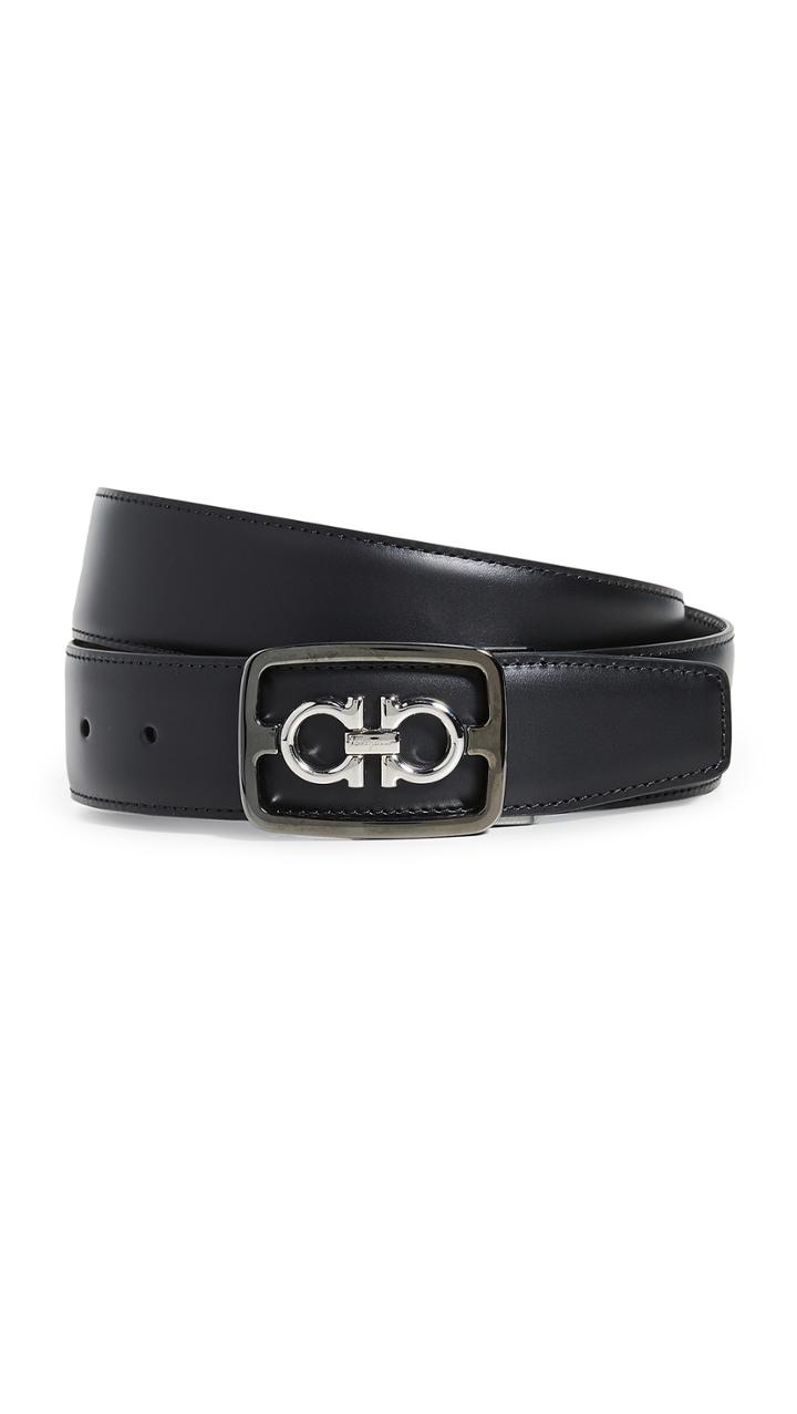 Salvatore Ferragamo Framed Double Gancio Adjustable Belt