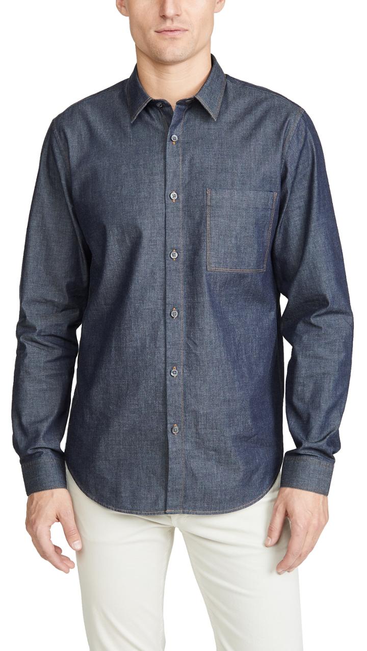 Theory Irving Denim Button Down Shirt