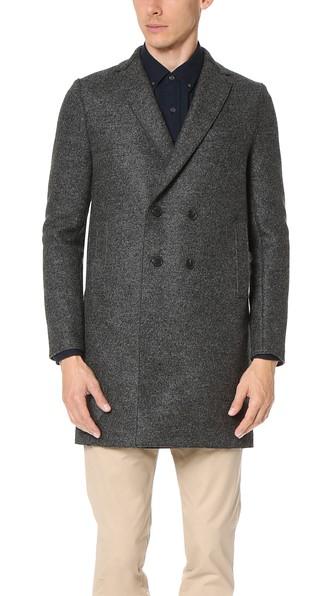 Harris Wharf London Boxy Double Breasted Pressed Wool Coat