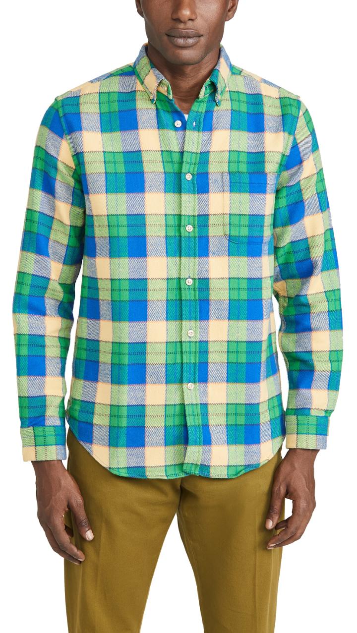 Portuguese Flannel Alpes Plaid Flannel Button Down Shirt