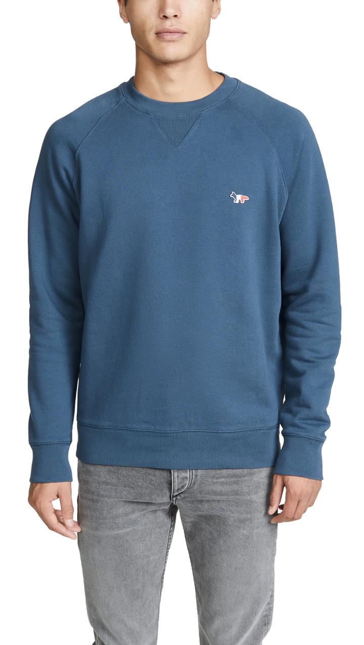 Maison Kitsune Long Sleeve Sweatshirt With Tricolor Fox Patch