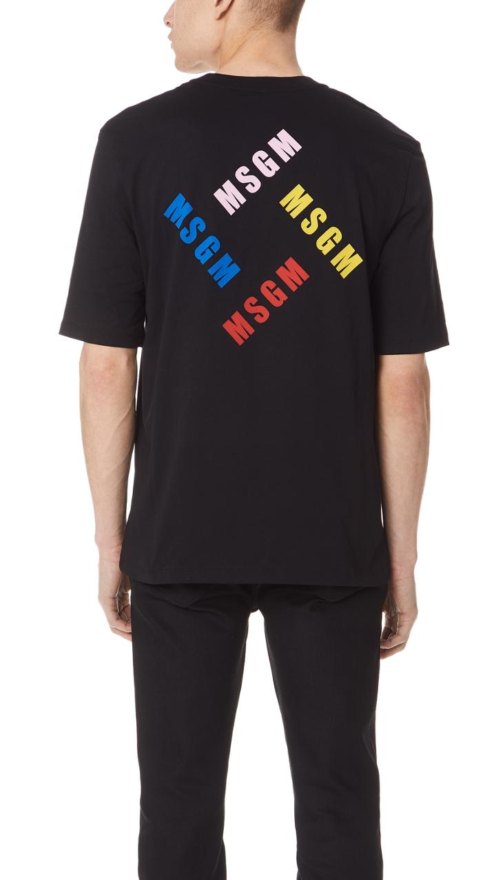 Msgm 4 Colors Logo Short Sleeve Tee