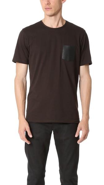 The Kooples Leather Pocket Tee