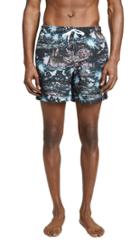 Bather Midnight Hawaii Print Swim Trunks
