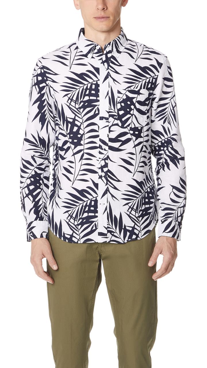 Club Monaco Linen Aloha Shirt