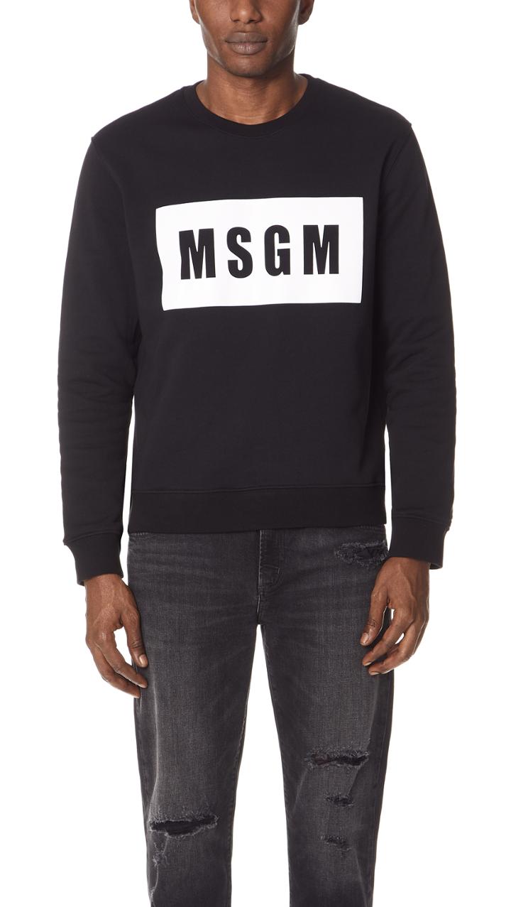 Msgm Logo Crew Neck Sweatshirt