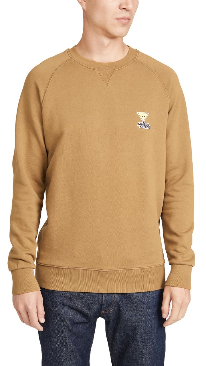 Maison Kitsune Long Sleeve Sweatshirt With Smiley Fox Patch