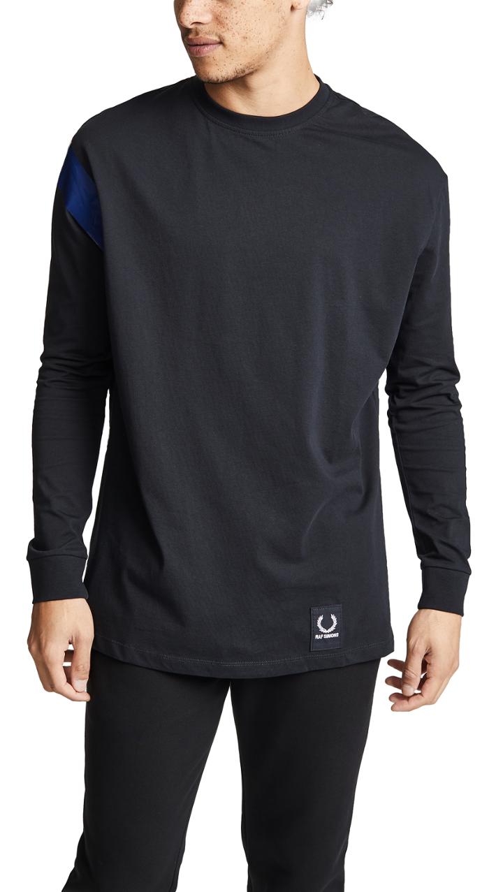 Fred Perry By Raf Simons Long Sleeve Tape Detail T Shirt