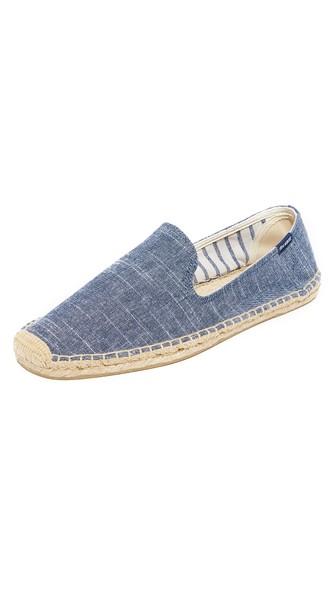 Soludos Striped Linen Smoking Slippers