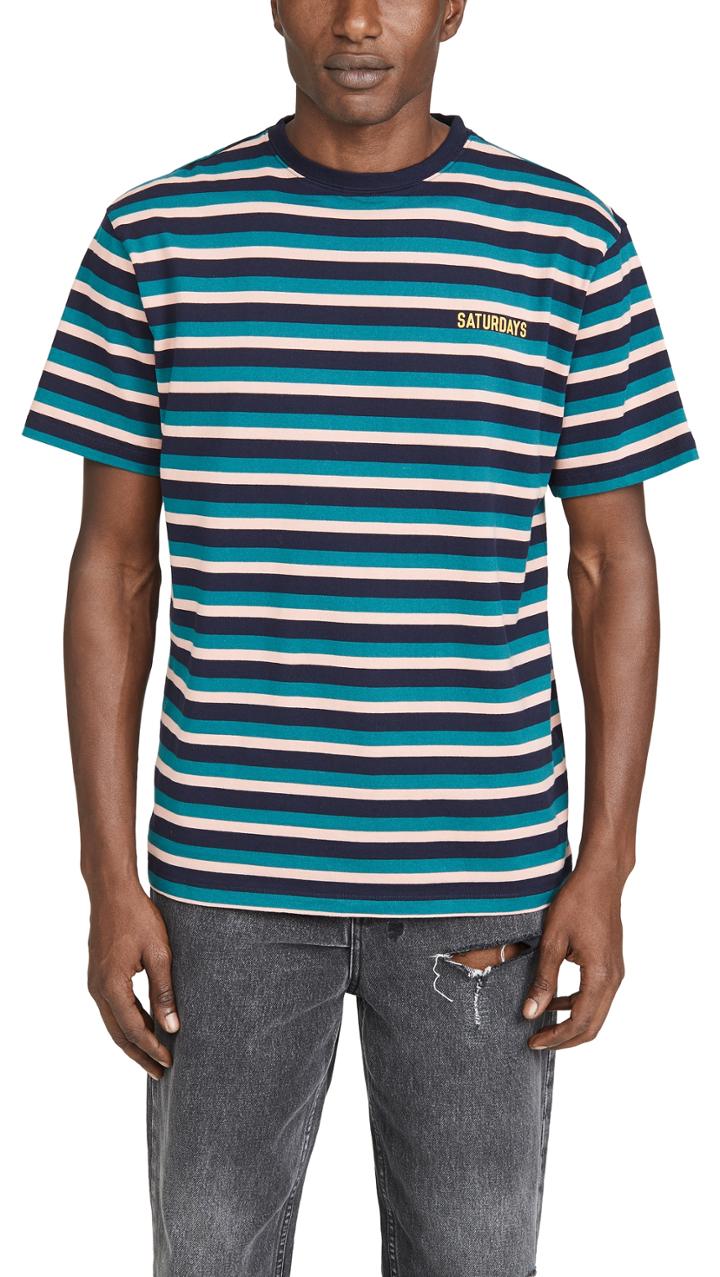 Saturdays Nyc Skelton Short Sleeve Striped Tee