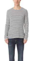 Vince Raw Edge Stripe Long Sleeve Crew Shirt