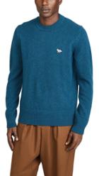 Maison Kitsune Long Sleeve Lambswool Rib Neck Pullover