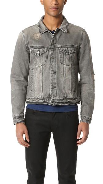The Kooples Destroyed Grey Denim Jacket